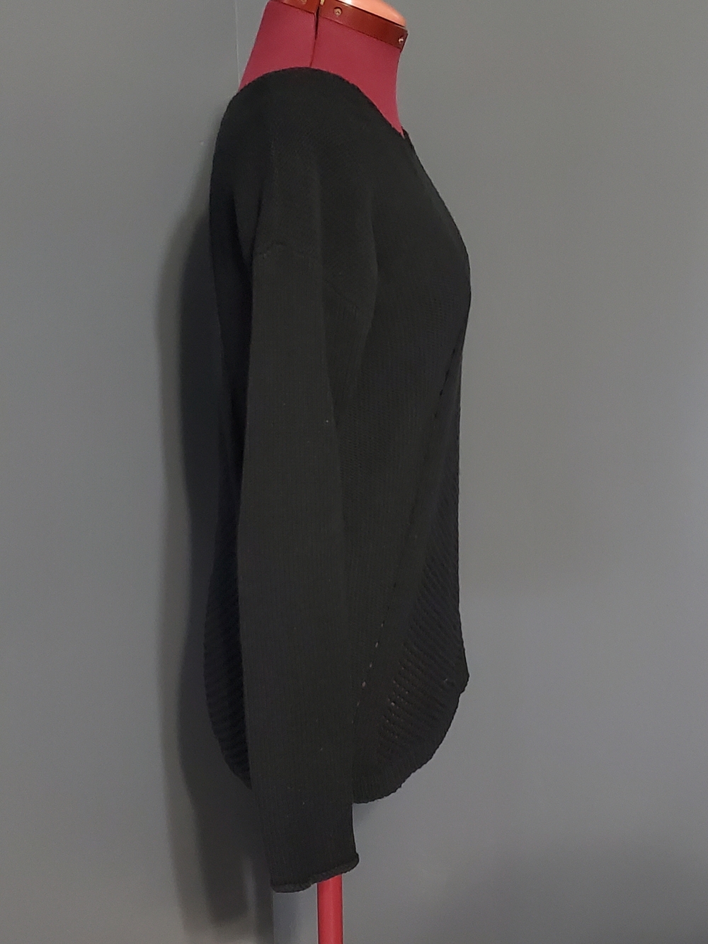 Calvin Klein Jeans Black Open-Weave Scoop Neck Sweater Women's Size M - Picture 4 of 6